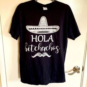 HOLA B- black t-shirt with sombrero- mens size medium
